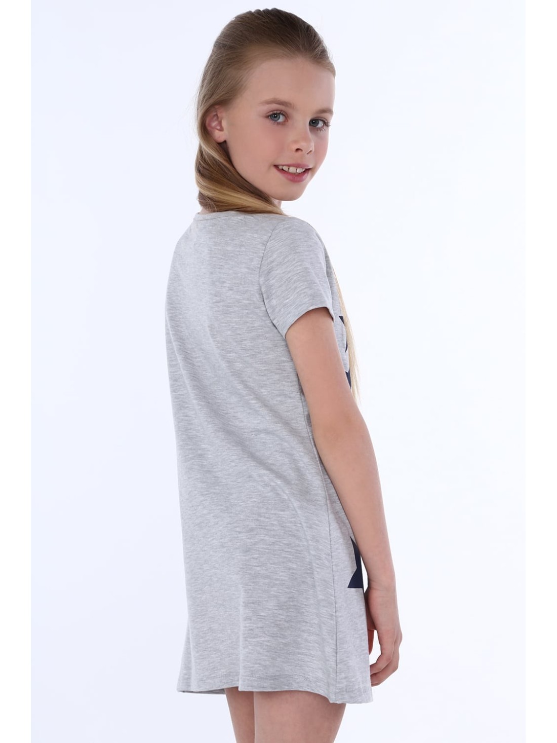 Girls\' dress with stars, light gray NDZ8244 - Online store - Boutique